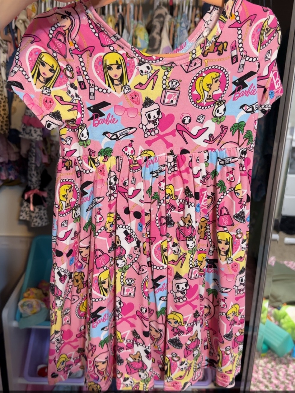 Wei Wei Bamboo Barbie Pink Short Sleeve Twirl Dress